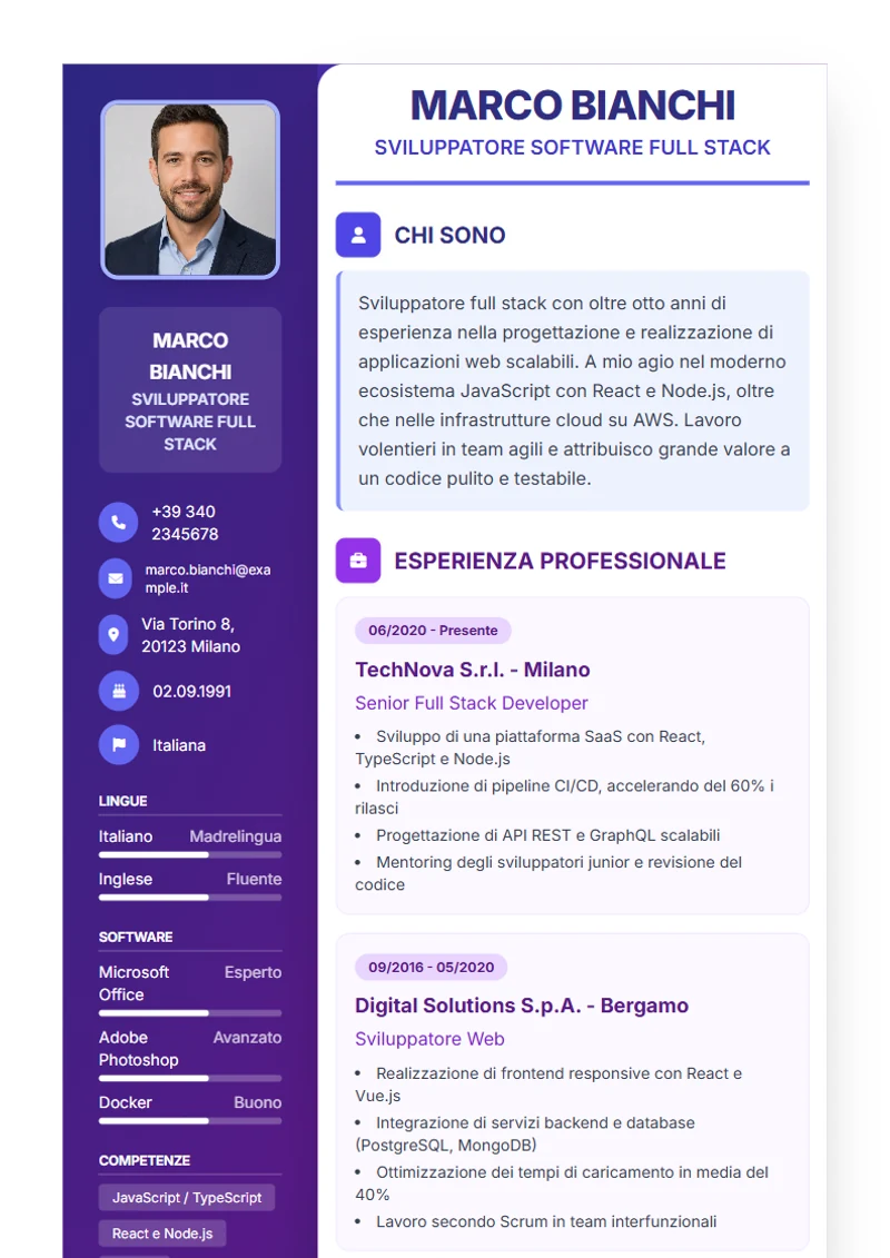 Modello di curriculum Journey – esempio conforme alla DIN 5008