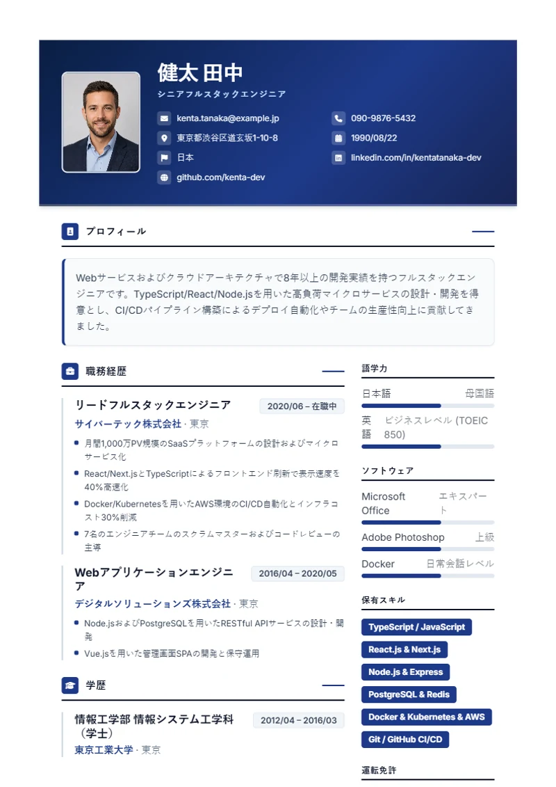 履歴書テンプレート Corporate