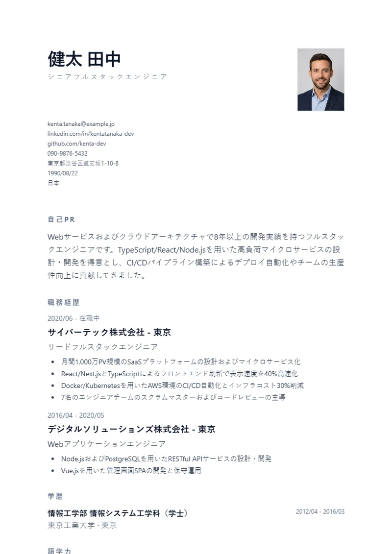 履歴書テンプレート Minimal