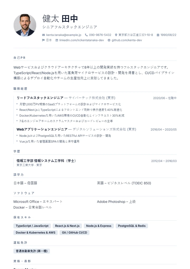 履歴書テンプレート Minimal