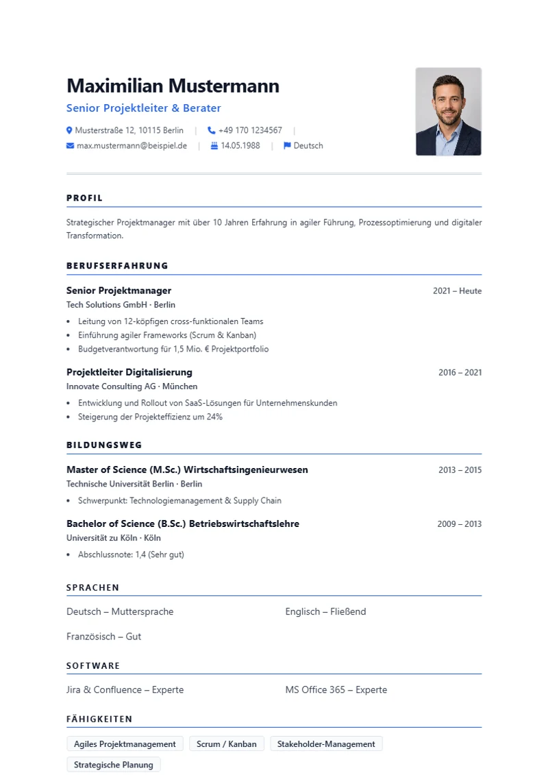 CV template Oxford Academic – A4 sample