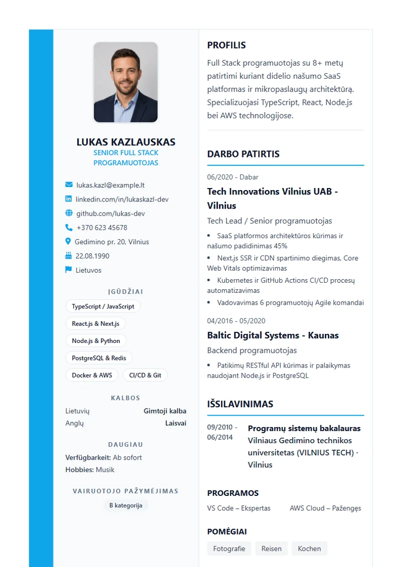 Lebenslauf Vorlage Sidebar Pro, Muster nach DIN 5008