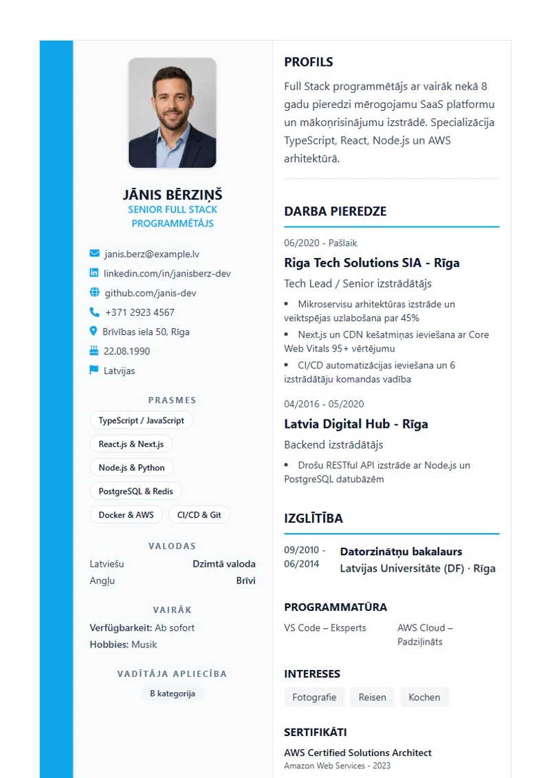 Lebenslauf Vorlage Sidebar Pro, Muster nach DIN 5008