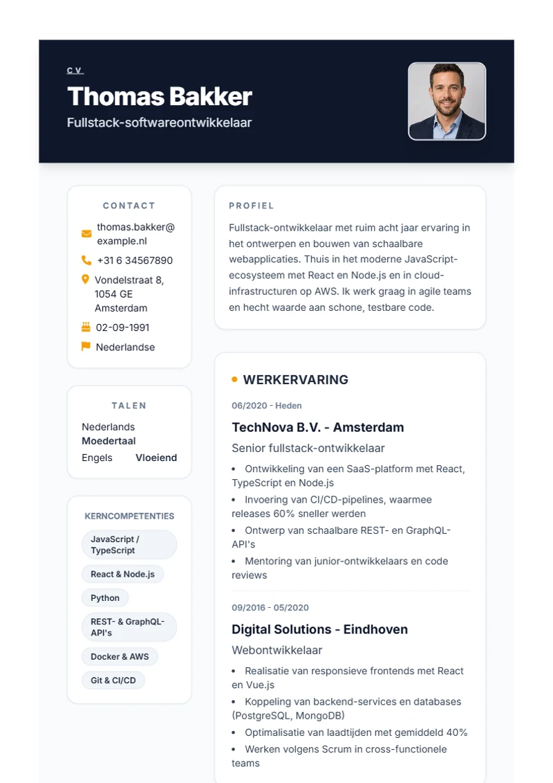 CV-sjabloon Formal – voorbeeld volgens DIN 5008
