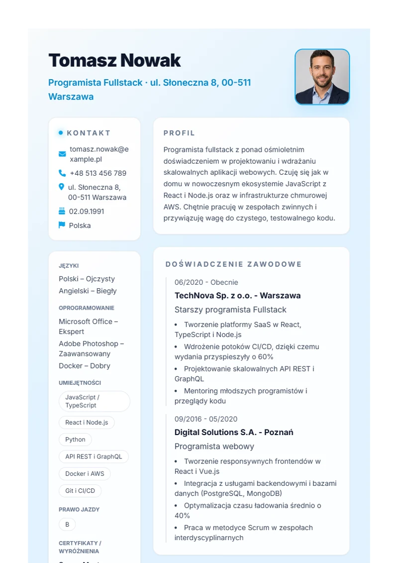 Szablon CV Burya – wzór zgodny z DIN 5008