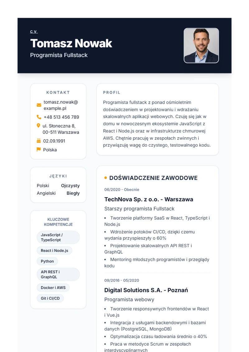 Szablon CV Formal – wzór zgodny z DIN 5008