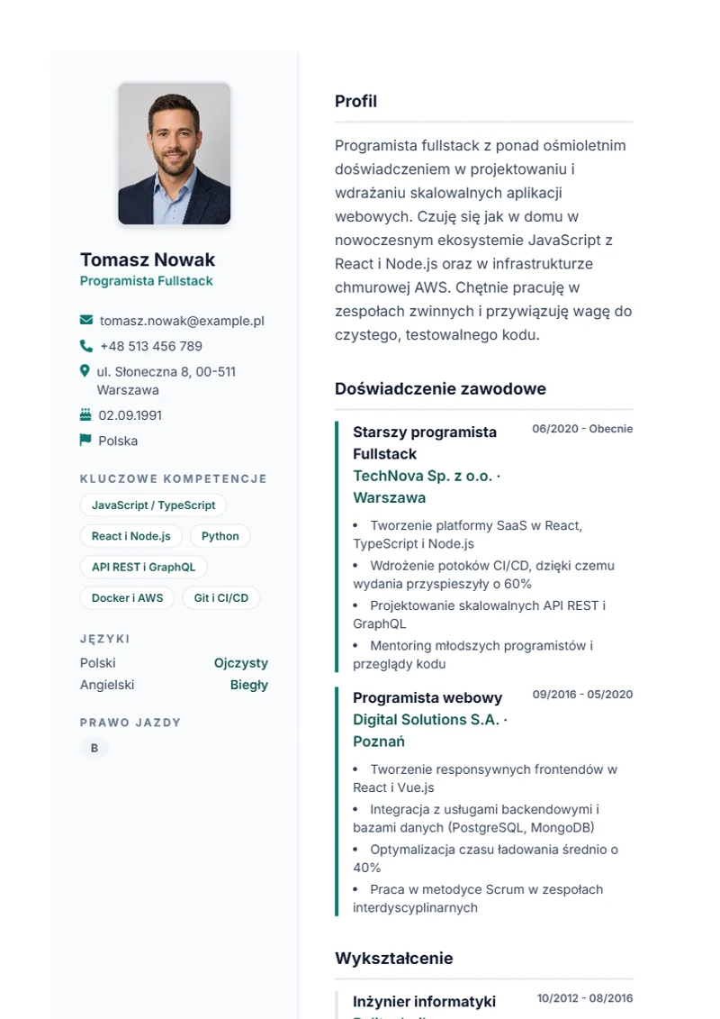 Szablon CV Lebenslauf Pro – wzór zgodny z DIN 5008