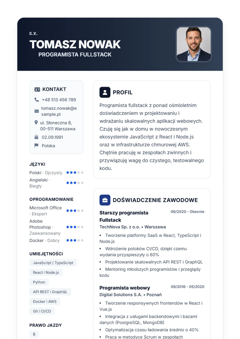 Szablon CV Trust – wzór zgodny z DIN 5008