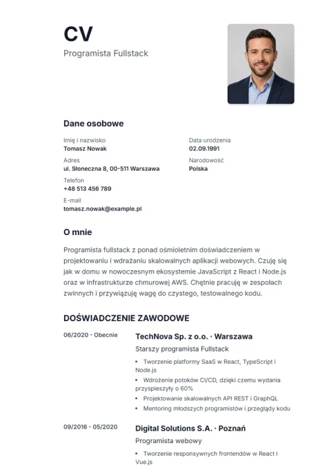Lebenslauf-Vorlage Sidebar