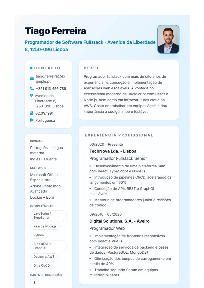 Modelo de currículo Burya – exemplo conforme a DIN 5008