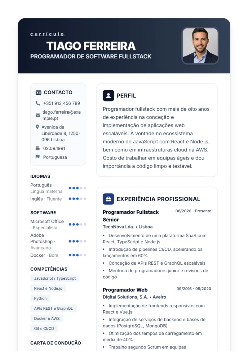 Modelo de currículo Trust – exemplo conforme a DIN 5008
