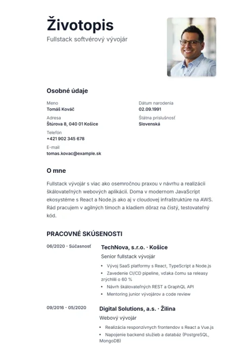 Lebenslauf-Vorlage Sidebar
