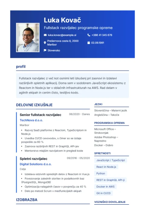 Lebenslauf-Vorlage Corporate