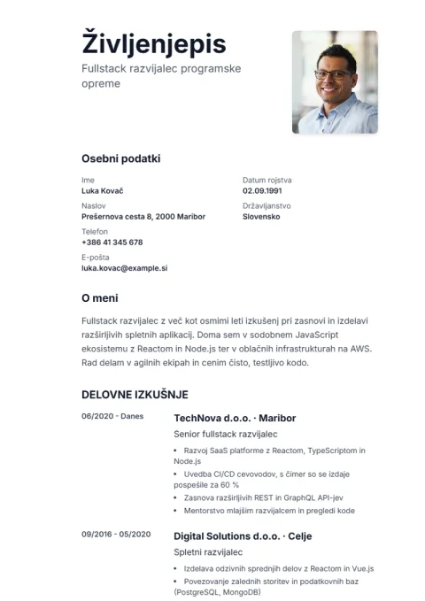 Lebenslauf-Vorlage Sidebar