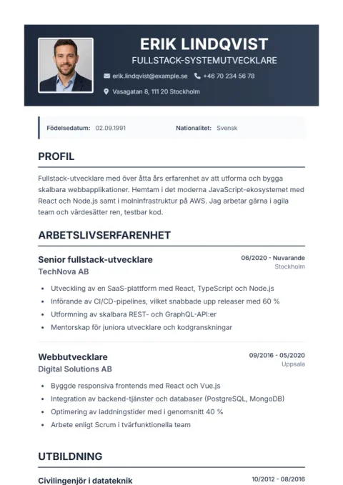 Lebenslauf-Vorlage Profplus