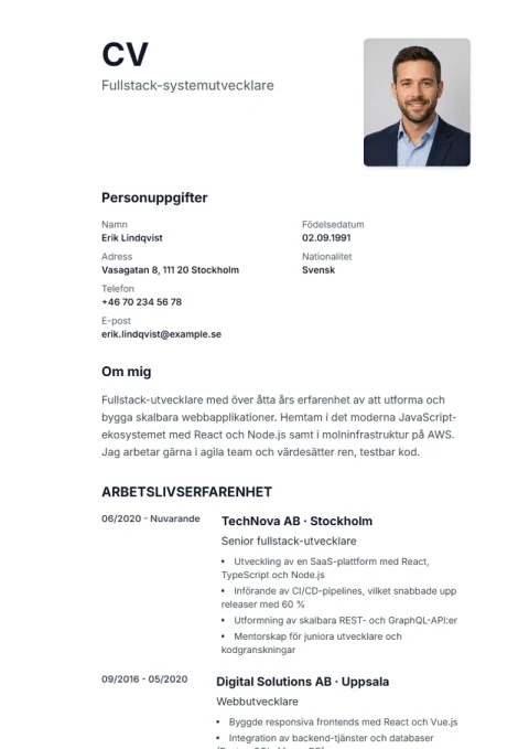 Lebenslauf-Vorlage Sidebar