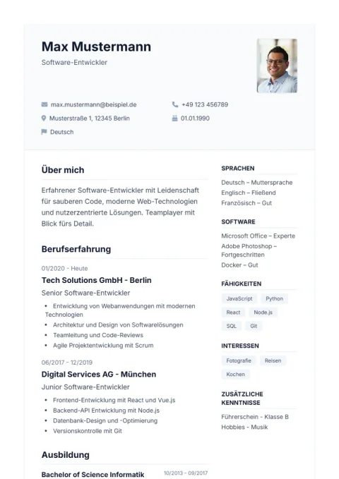 Lebenslauf-Vorlage De Professional