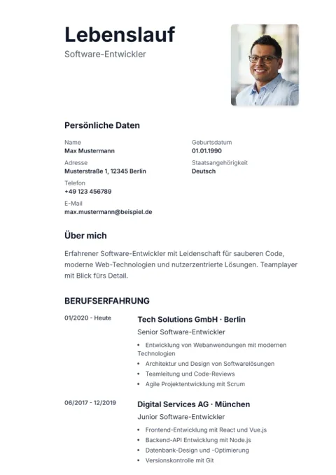 Lebenslauf-Vorlage Sidebar
