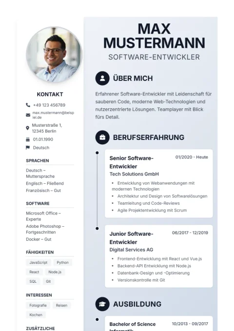 Lebenslauf-Vorlage Timeline